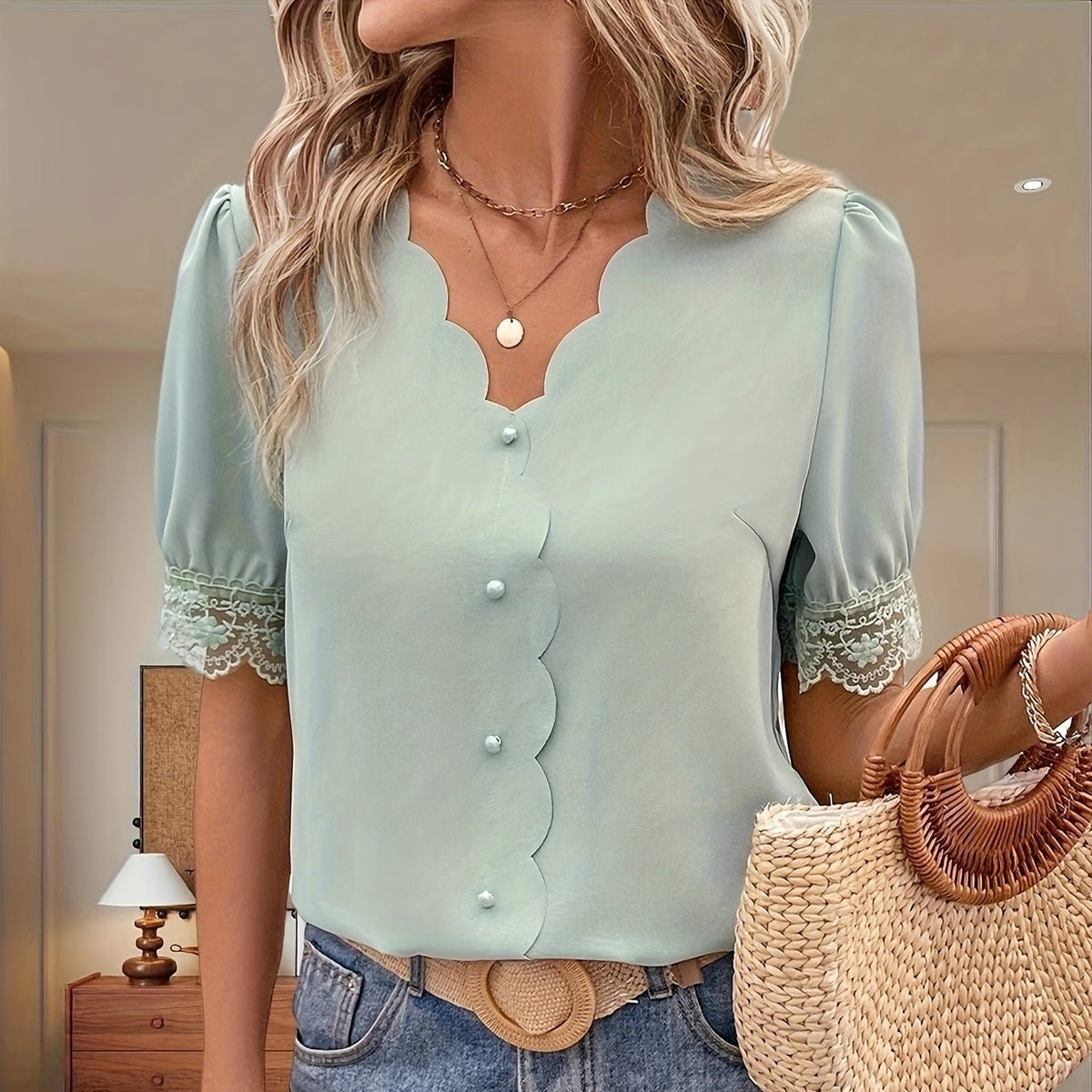 Blusa com decote em v casual